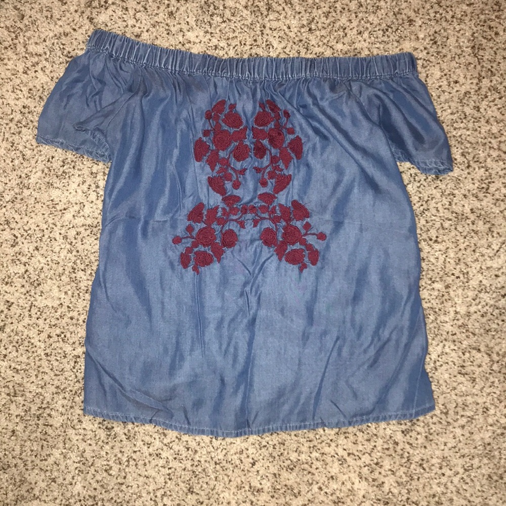 Francesca’s denim off the shoulder top